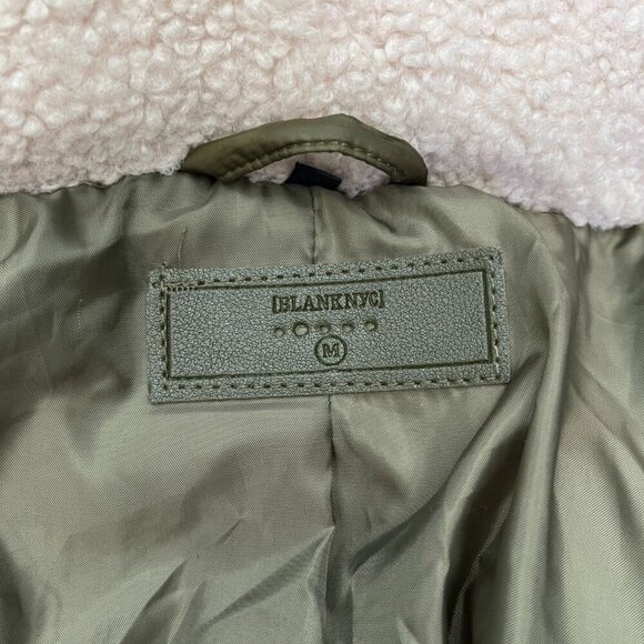 BLANK NYC Olive Green Quilted Faux Fur Line Hooded Jacket Size M - Picture 10 of 12